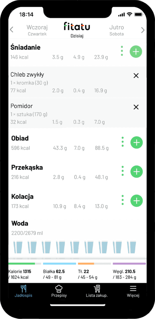aplikacja do liczenia kalorii fitatu screenshot
