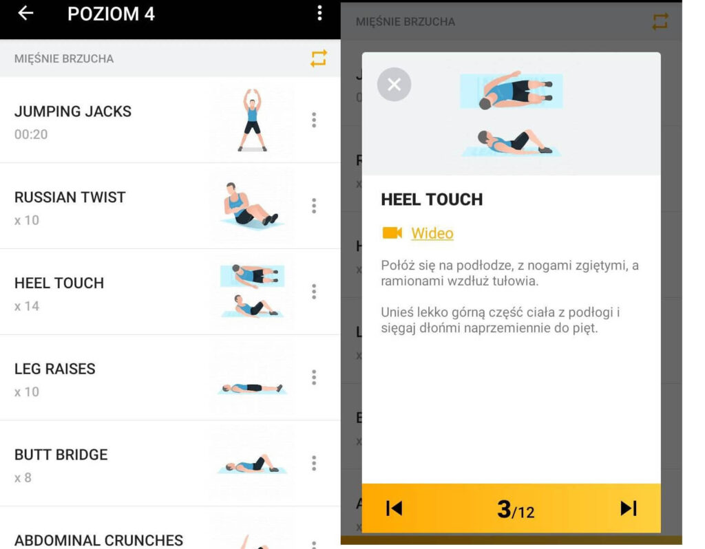 darmowa aplikacja do ćwiczeń po polsku - opisy ćwiczeń kulturystycznych 