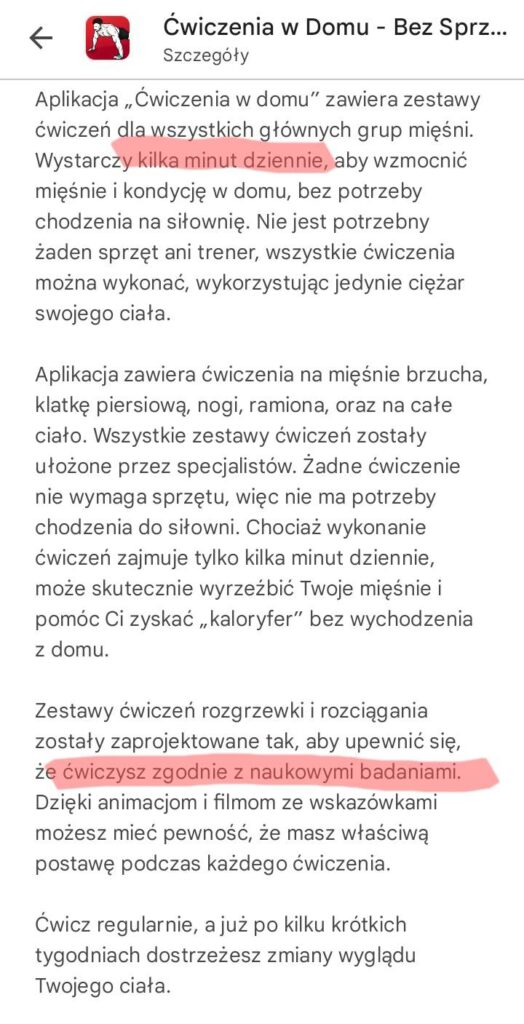 aplikacja z ćwiczeniami bez sprzętu