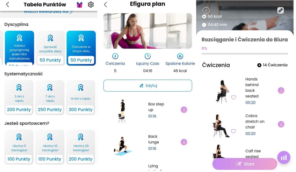 pilates - aplikacja z dodatkowymi funkcjami