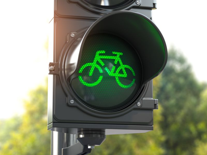 Sygnalizacja rowerowa zielone zielone światło sygnalizacji rowerowej